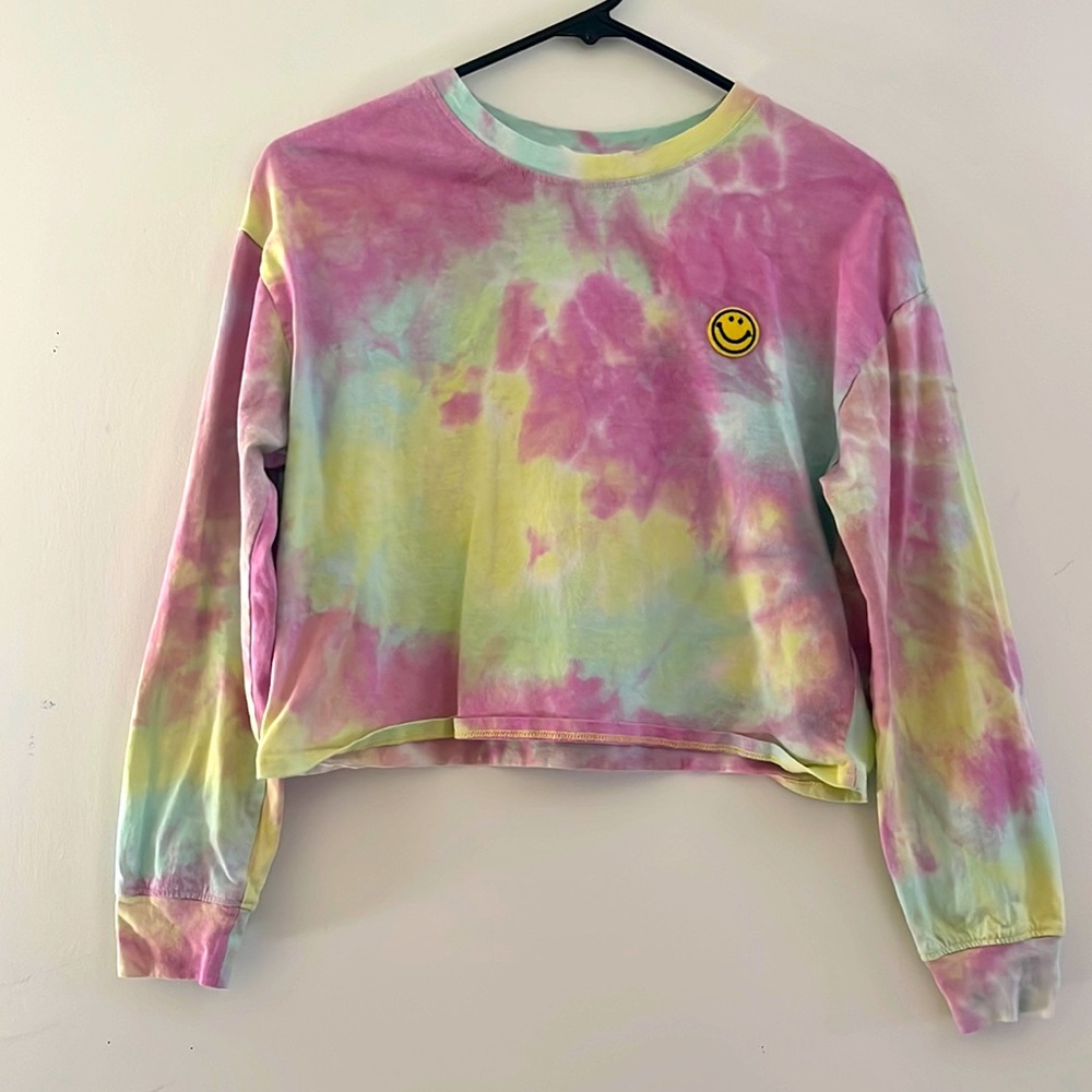 All in Favor tie-dyed cropped crew neck